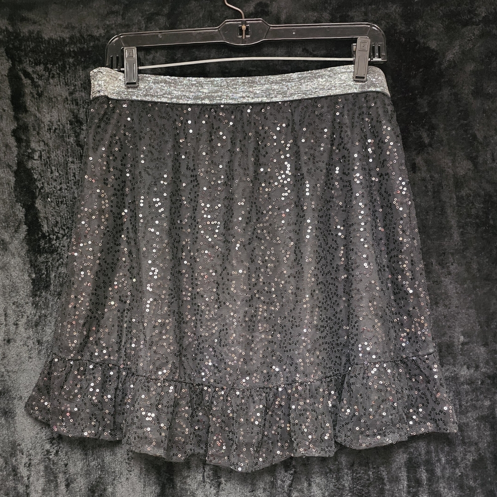 Elegant Black Sequin Skater Skirt
